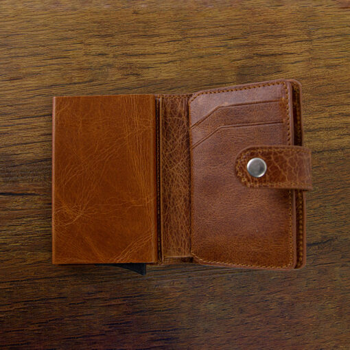 Echtleder Braun, Hellbraun, Taba, Naturleder, Wildleder, Smartwallet, Slimwallet, Kartenhalter, Cardholder, Münzfach, Mechanismus