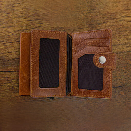 Echtleder Braun, Hellbraun, Taba, Naturleder, Wildleder, Smartwallet, Slimwallet, Kartenhalter, Cardholder, Münzfach, Mechanismus