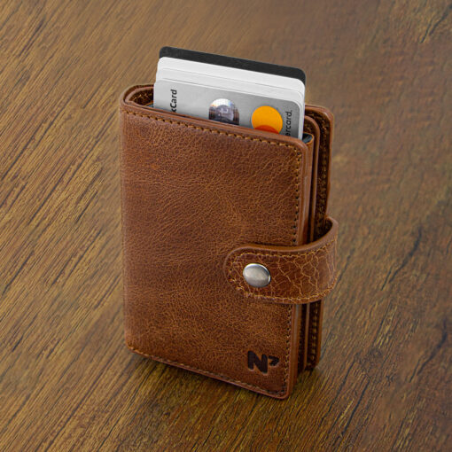 Echtleder Braun, Hellbraun, Taba, Naturleder, Wildleder, Smartwallet, Slimwallet, Kartenhalter, Cardholder, Münzfach, Mechanismus