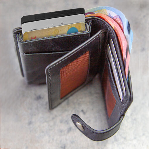 Echtleder Grau, Anthrazit, Naturleder, Wildleder, Smartwallet, Slimwallet, Kartenhalter, Cardholder, Münzfach, Mechanismus